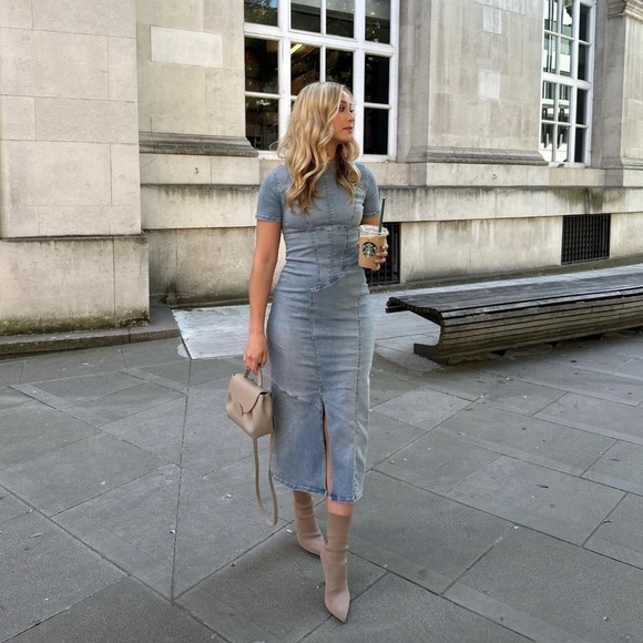 Zara | Dresses | Zara Trf Denim Midi Dress | Poshmark